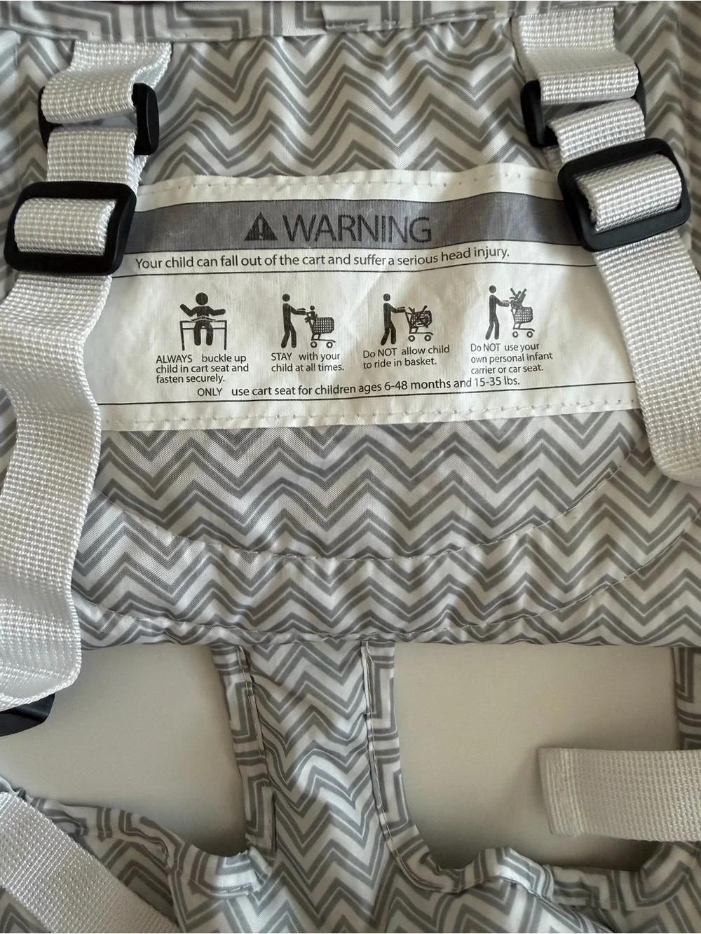 Baby Shopping Cart Cover-Gray Chevron folds into a tote bag, machine washable